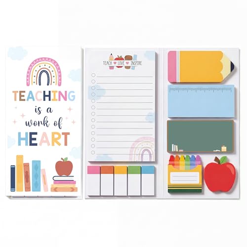 BEAWART Teacher Sticky Notes Set, Rainbow Boho Classroom Appreciation Gift - color: Rainbow Boho Teacher Sticky Notes