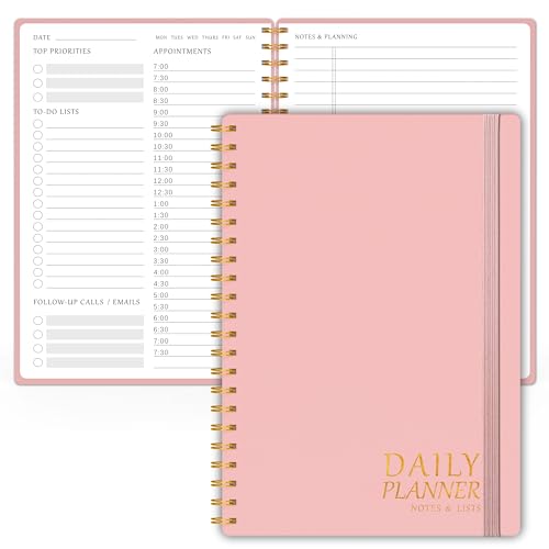 Daily Planner with Hourly Schedules, 5.5" x 8.5" - Pink - color: a.Pink