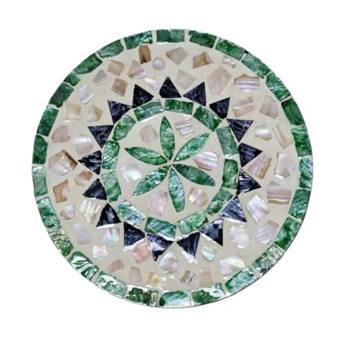 7.5" Mother of Pearl Shell Placemat, Round Decorative Charger Plate - color: Bohemia