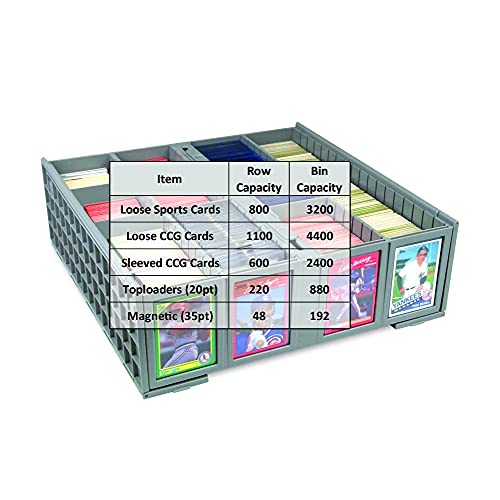 BCW Collectible Card Bin, Holds 3,200 Cards, Stackable, Grey, 4 Pack - style: 4 Pack