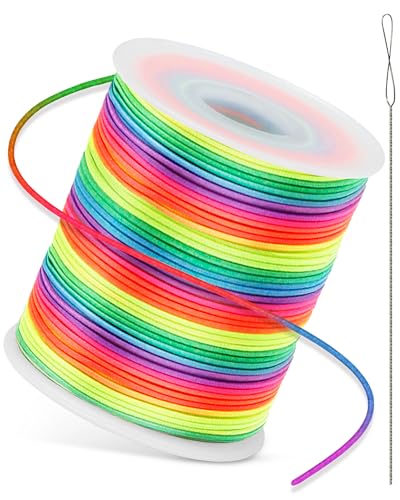 FIVEIZERO 1mm Rainbow Elastic Bracelet String, 1 Roll, 328 Ft - size: 1MM, style: Colorful