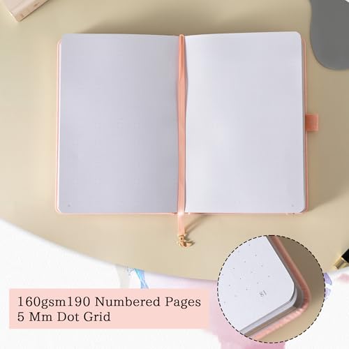 TIEFOSSI A5 Dotted Journal Notebook 190 Pages for Women & Men - color: Pink, size: A5-Dotted