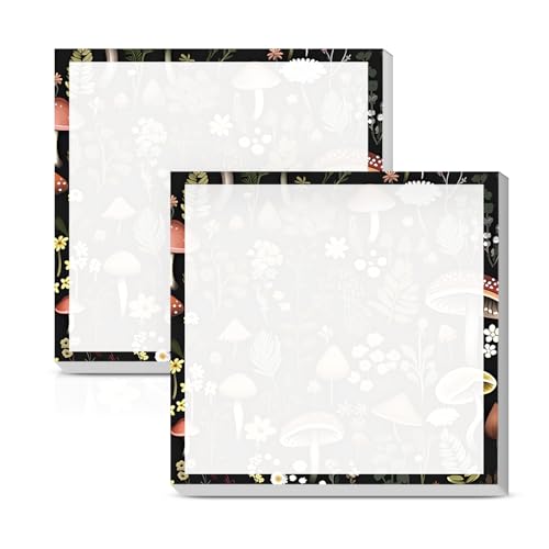 Sticky Notes 3x3 Inches, 2 Pads, Easy Post Cute Self-Stick Notes, Colorful Self Stick Notes Pads for Home Office Notebooks Accessories, Strong Adhesive Note Pad Forest Mushroom - color: Forest Mushroom