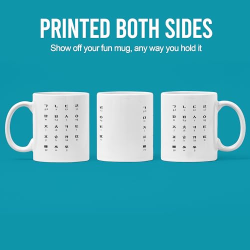 Panvola Hangul And English Alphabet Korean Ceramic Mug 11oz White