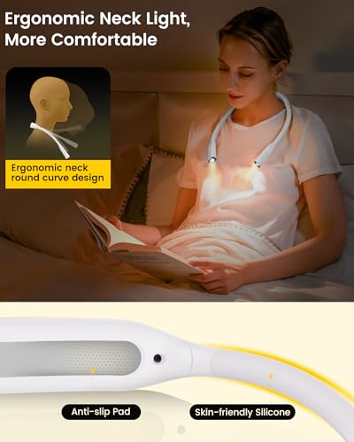 Glocusent Neck Book Light, Rechargeable Neck Lights for Crafts Reading - color: White