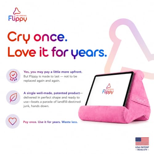 Flippy Original Tablet Pillow Stand & iPad Holder, Gift for Book Lovers & Readers, Multi-Angle Stand with Storage for Lap, Desk & Bed, Compatible with Kindle, Fire, iPad & Samsung, in the Pink Baby - color: In The Pink Baby 4.0