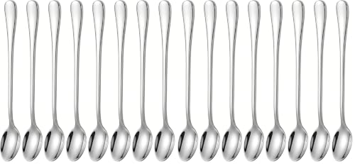 Long Handle Iced Tea Spoons, 7.9" 18/10 Stainless Steel Cocktail Stirring Spoons with Thickened Ergonomic Handle, Tall Coffee & Latte Stirrers, Dessert Spoon Set, Dishwasher Safe 8-Piece (Pack of 2) - color: Silver 7.5 IN, size: pointed (Pack of 2)