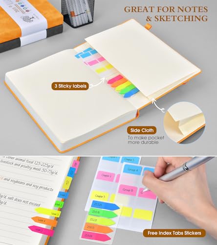 PERCUN B5 Lined Journal Notebook - 365 Page Large Leather Journals for Writing Women Men，Hardcover Notebook with 100Gsm Thick Pages，Daily Diary for Travel, Work，School，College Ruled (7.6" x 10.3") - color: Yellow, size: B5
