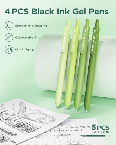 Four Candies Green School Supplies with Case College Essentials - color: Green