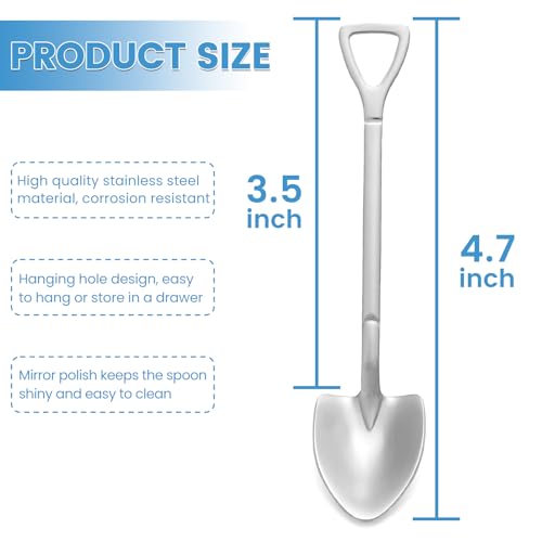 10 Pack Shovel Shape Demitasse Espresso Mini Coffee Spoons, 4.7 Inches Stainless Steel, Small for Dessert, Tea, Appetizer, Party Supplies - size: Silver 10 Pieces