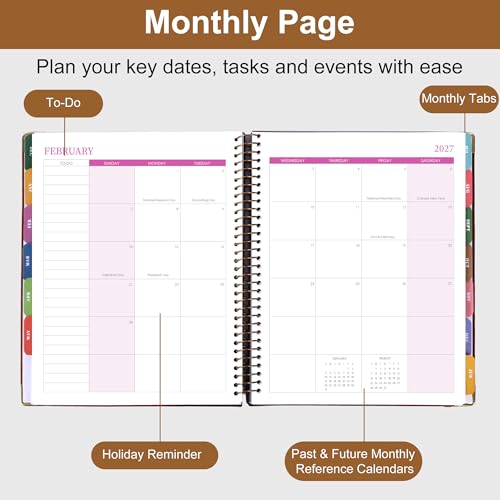 CAGIE 2026-2027 Weekly & Monthly Calendar Planner, Jul 2026-Dec 2027 - color: Brown