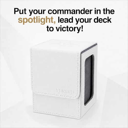 Venssu MTG Deck Box with Commander Display, Fits TCG Cards (White＆Grey) - color: White＆Grey
