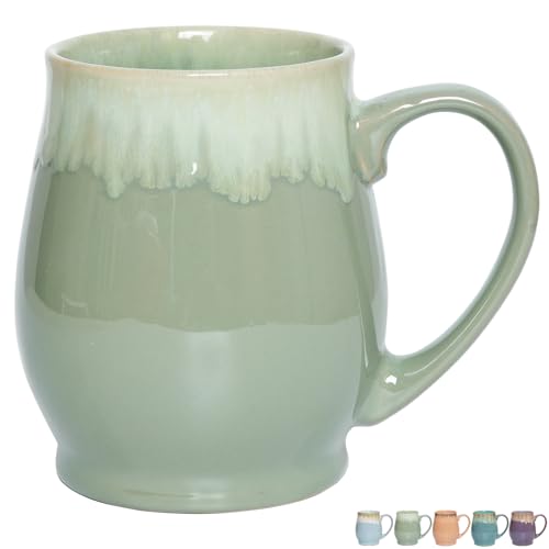 Bosmarlin Extra Large Ceramic Coffee Mug, 24 Oz, Dishwasher and Microwave Safe, Big Oversized Tea Cup, Reactive Glaze (Pale Green) - color: Pale Green