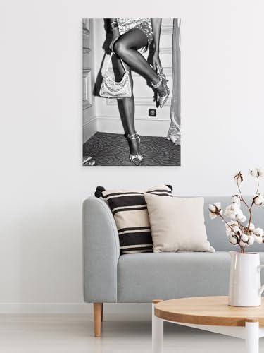 High Fashion Poster Trendy Black and White Wall Art Retro Girl Room Decor Luxury Feminist Canvas Prints Beautiful Chic Woman Picture for College Dorm Apartment Batchroom Bedroom Decor 20x30in Unframed - color: Unframed 2, size: 30"L x 20"W
