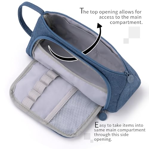 EASTHILL Big Capacity Pencil Case Pouch Pen Case Simple Stationery Bag School College Office Organizer for Teens Girls Adults Student - color: Blue