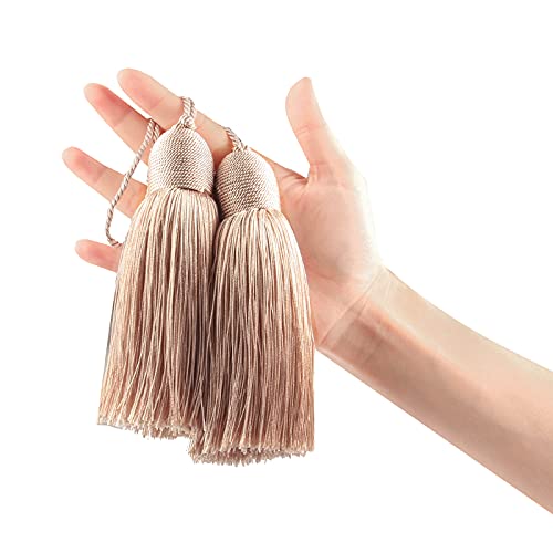 2Pcs Key Tassel with Loop DIY Handmade Craft Accessories,Khaki - color: Khaki
