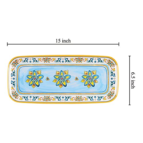 UP Chianti Melamine Serving Tray, 15 x 6.5 Inch Rectangular Serving Platter, BPA Free Food Tray for Party Entertaining - color: Chianti