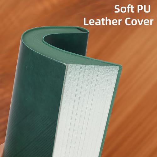 BOBO RABBIT Softcover Lined Notebook 348 Pages Vegan Leather Thick Journal - color: Green
