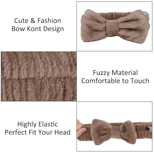 10 Pack Brown Soft Spa Headbands for Women - color: Brown