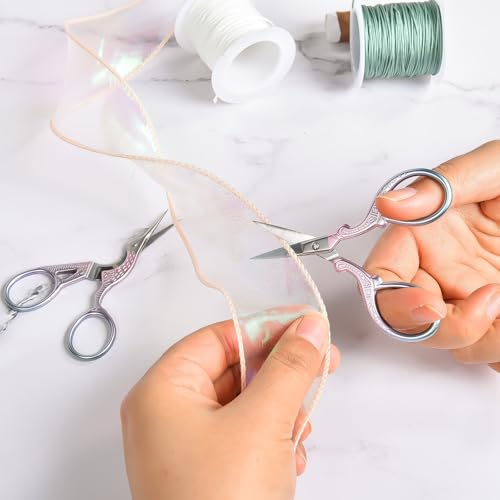 AQUEENLY Embroidery Scissors 2 Pcs Small Sewing Scissors Sharp Stainless Steel 3.6 Inches for Artwork, Crochet, Needlework, Threading, Pink - color: Pink
