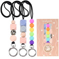 3PCS Teacher Lanyards for ID Badges and Keys, Cute Silicone Beaded Lanyard - color: 3pcs Silver-006