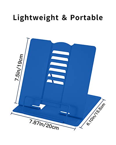 MSDADA Desk Book Stand Metal Reading Rest Book Holder Adjustable - color: Blue