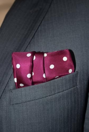 Royal Silk Polka Dot Pocket Square - 17" Handkerchief - 12mm Silk Twill - 100% Silk - color: Sangria