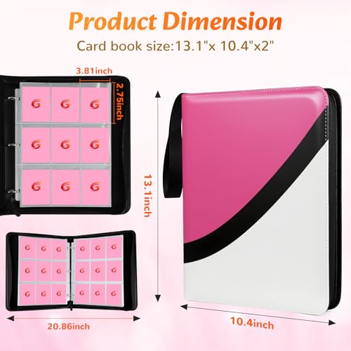Premium Trading Card Binder, 9 Pocket Trading Card Binder for Pokemon TCG - color: Pink, size: Extra Large