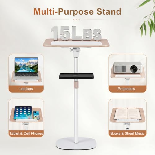 2-in-1 Floor & Desktop Music Book Stand, Adjustable Height 19.7-51.2 in - color: White