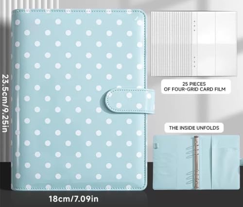  A5 Photocard Binder with 25 Pack 4-Pocket Double Sided Sleeves 6 Ring Photocard Book with 1pcs photocard holder PU Leather Cover Collector for 2x3’’ Album Cards Trading Card (Blue) - color: Blue