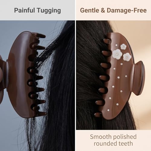 Large Claw Clips For Thick Hair 4 Inch Acetate Hair clips Women - color: brown