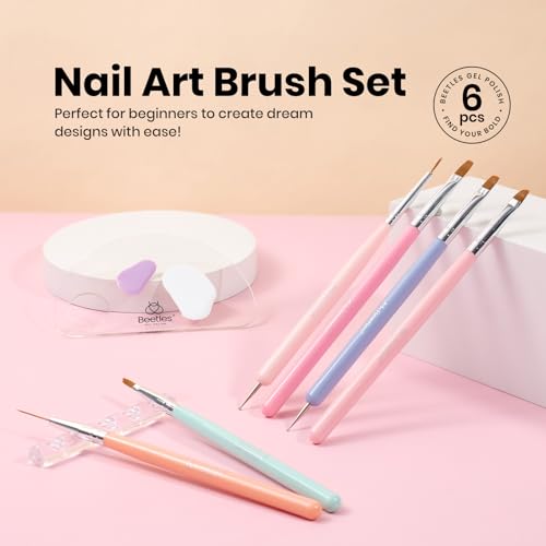 Beetles Nail Art Brushes, 6pcs Nail Art Tool Set - color: C-Multicolor-6