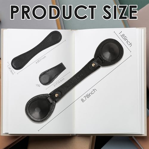 Leather Weighted Bookmarks Page Holder for Women Men, Magnetic Bookmarks for Reading, Book Accessories Gift for Book Lovers Teachers Writers Authors Poets (Black) - color: Bm11+bph03-black