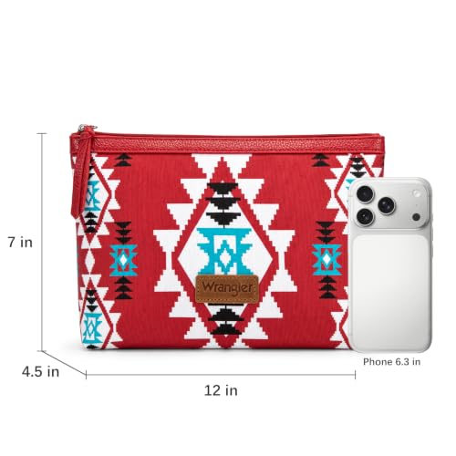 Wrangler Travel Makeup Bag Large Waterproof Cosmetic Bag for Women - color: Red