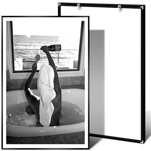 Trendy Black and White Poster Funny Woman Drinking Wine in Bathtub Wall Art Funky Girl Room Decor Fashion Vintage Bar Cart Canvas Prints for Dorm Bathroom Apartment Aesthetic 12x16in Metal Black Frame - color: Black Frame 4, size: 16"L x 12"W