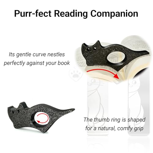 Cat Bookmark Set, Metal Cute Book Page Holder with Thumb Design & Index Tabs, Hands-Free Reading Accessories, Perfect Gift for Book Lovers