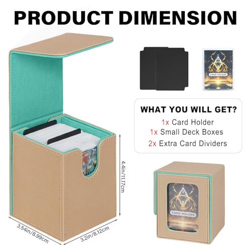 Card Deck Box for MTG Commander, Deck Case Holds 100 Double-Sleeved Cards - color: Khaki & Green, size: 1 Box
