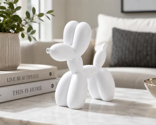 4 Inch Matte White Balloon Dog Sculpture - color: White