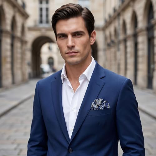 S&W SHLAX&WING Mens Pocket Square Paisley Multicolor Large for Business Wedding - color: Ah87