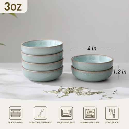 famiware Ceramic Soy Sauce Dish, 3oz Dipping Bowls Set of 6, Verdure - color: Verdure, style: Nature