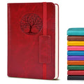 Biuwory A6 Leather Pocket Notebook, 140 Lined Pages Hardcover Small Journal - color: Wine red, size: Lined-140 Pages (3.7"×5.7")