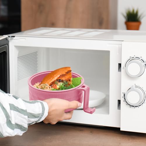 2 Sets 40 oz Microwave Ramen Bowl with Handles, Pink, Light Blue - color: Pink,Light Blue