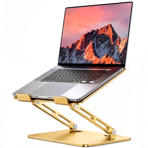 LOXP Aluminum Laptop Stand, Adjustable Laptop Stand for Desk Portable -Gold - color: Gold