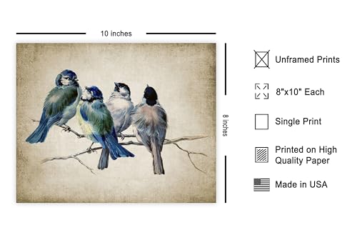 Poster Master Blue Birds On Branch Poster - Bird Print - Watercolor Art - Minimal Art - Gift for Men, Women & Animal Lover - Aesthetic Decor for Living Room or Kid's Room - 8x10 UNFRAMED Wall Art - color: Style-13, size: 8"L x 10"W