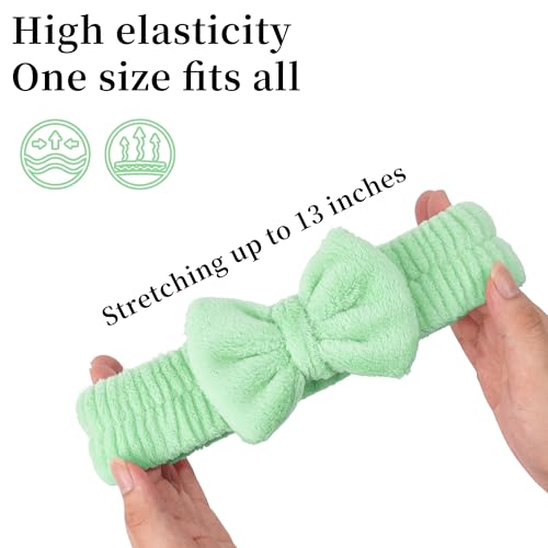Ayesha Spa Headband and Wristband Set for Washing Face Skincare Makeup - color: Green set