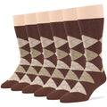 7BIGSTARS Men Cotton Patterned Crew Dress Socks 4-6 Pack, L 9-12 - color: 06a - Argyle, Brown-beige/Tan (Ar05)