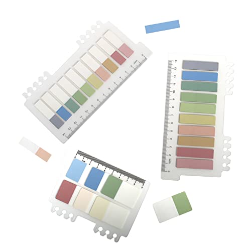 3 Pack 460 Pieces Index Tabs with Ruler, Writable and Repositionable File Tabs Flags Colored Page Markers Labels for Reading Notes, Books and Classify Files - style: 3 Pack 460pcs