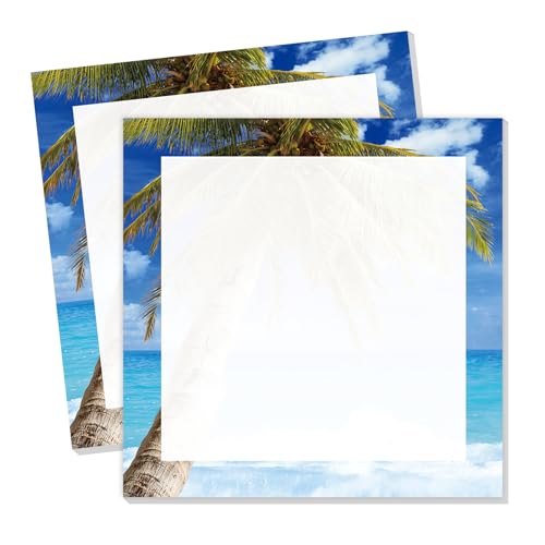 Cute Sticky Notes 3 x 3 in, 2 Pack Self Stick Note Pads with Fun Patterns, Strong Adhesive Memo Pads for Office School Home, 80 Sheets per Pad Sunny Beach - color: Sunny Beach