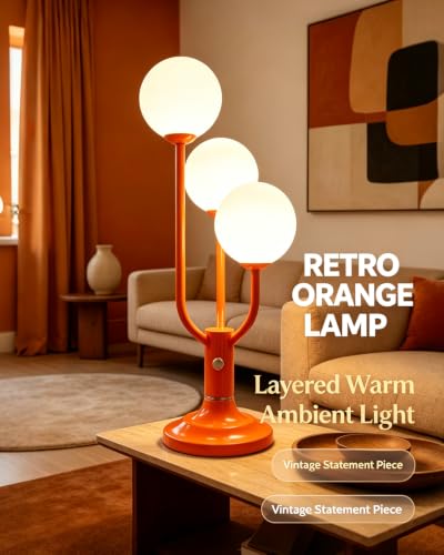 Lightdot Vintage Orange Table Lamp Dimmable Globe Lamp G9 3 Bulbs Included - color: 02-Orange-Globe-3U