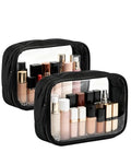 Moyad TSA Approved Toiletry Bag Clear Quart Size Travel Bags Makeup Bag - color: Puffer Black, size: 2 Pack